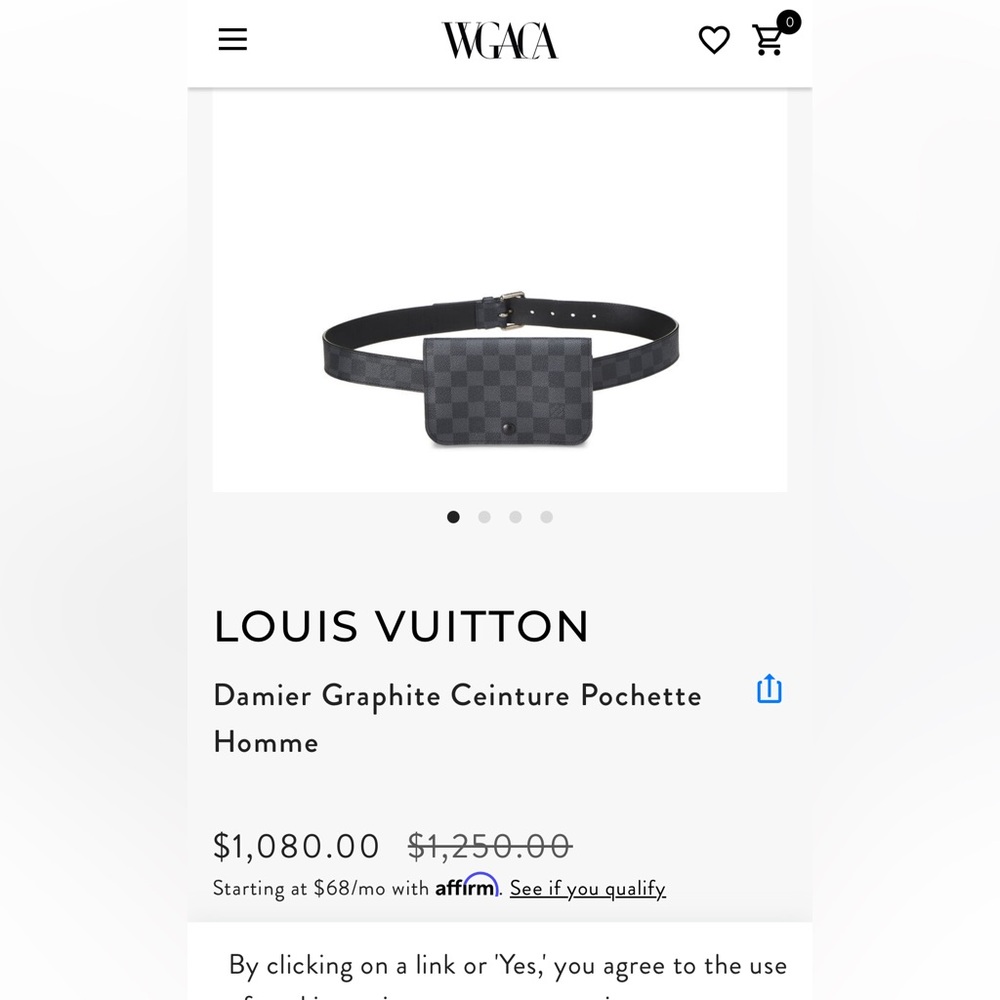 ❤️❤️❤️ Auth  Louis Vuitton Damier Graphite Santur Pochette Homme